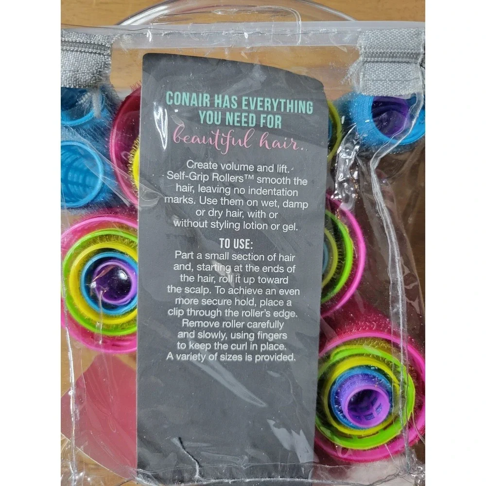 Conair‎ Self Grip Hair Rollers Set 28 Colorful Curls Volume Homemaker Retro